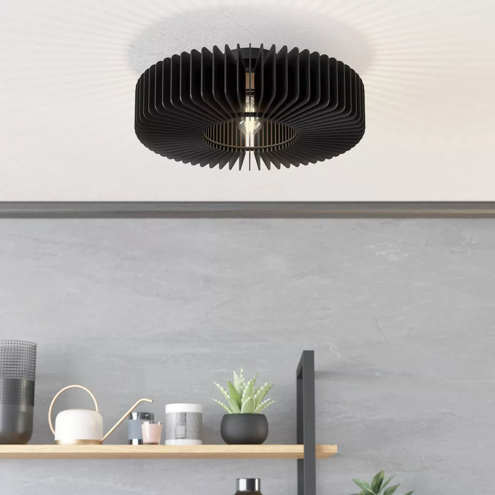 Deckenlampe Palombaia im Fächerlook, schwarz günstig online kaufen