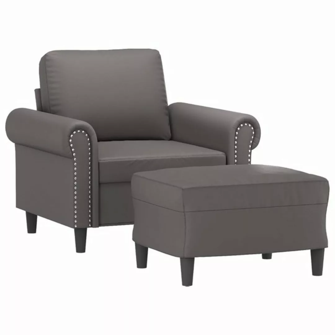 vidaXL Sofa Sessel mit Hocker Grau 60 cm Kunstleder günstig online kaufen