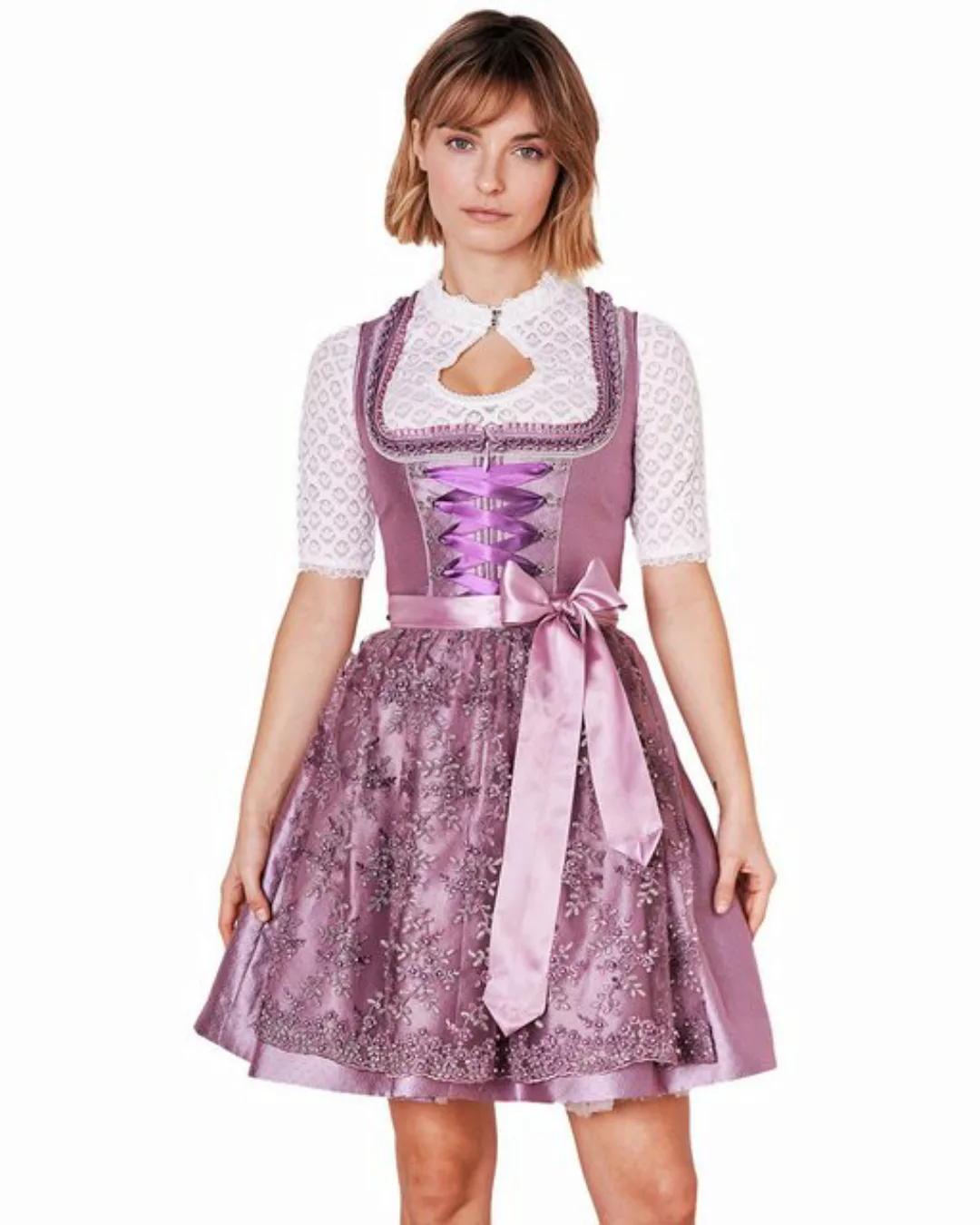 Krüger Madl Dirndl Dirndl 'Kalila' mit Spitzenschürze 419367, Lila 5 günstig online kaufen