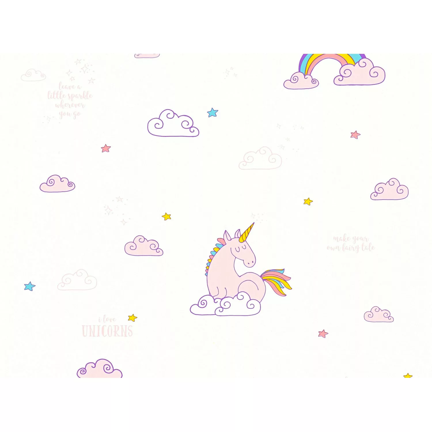 Bricoflor Babyzimmer Tapete mit Einhorn Wolken Tapete für Kinderzimmer Rosa günstig online kaufen