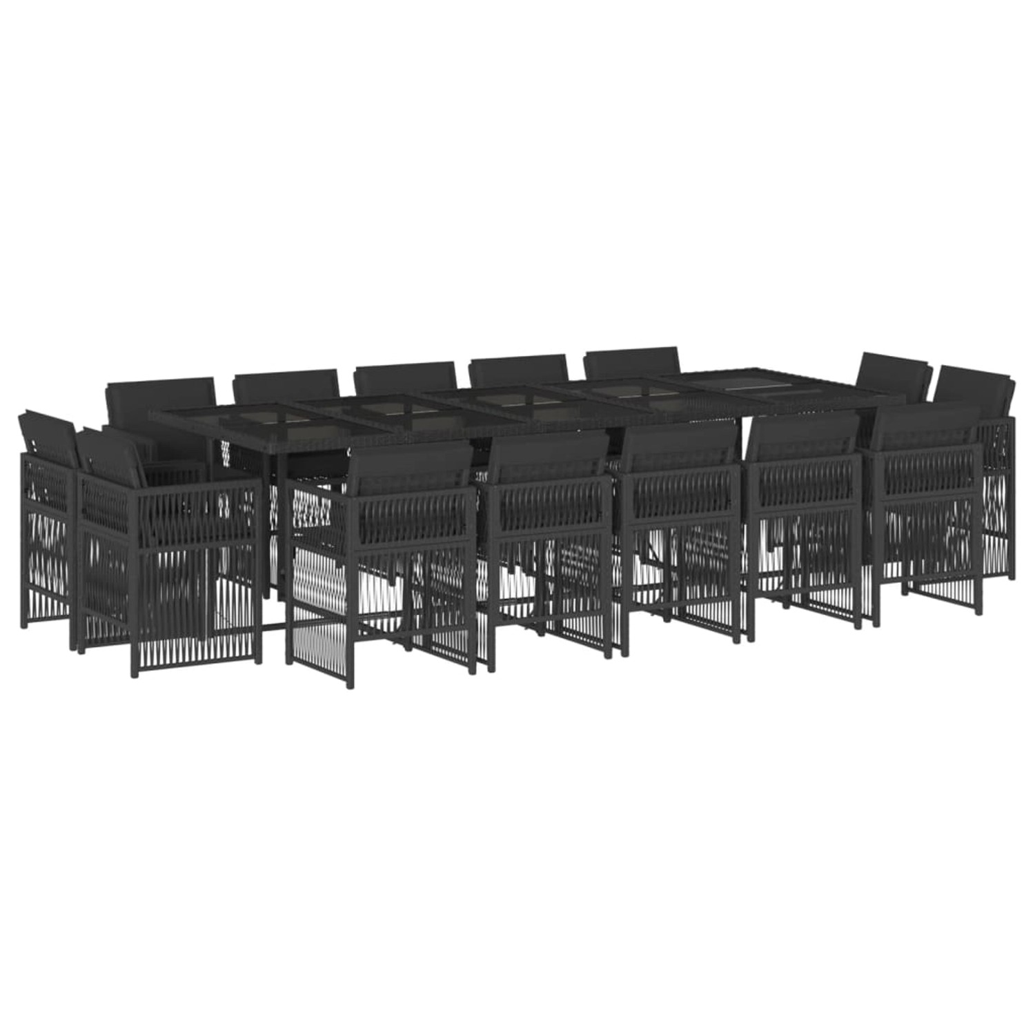 vidaXL 15-Tlg Garten-Essgruppe mit Kissen Schwarz Poly Rattan 3211051 günstig online kaufen