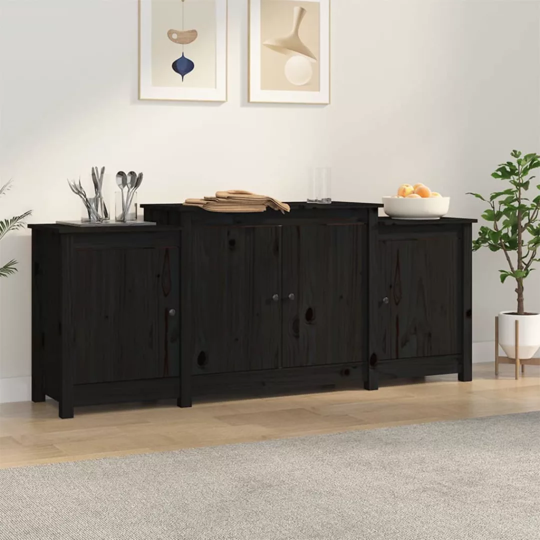 Vidaxl Sideboard Schwarz 164x37x68 Cm Massivholz Kiefer günstig online kaufen