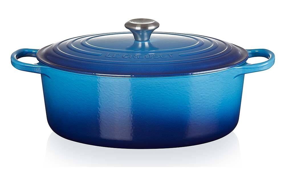 Le Creuset Bräter Signature Oval Gusseisen Azure Blau 29 cm günstig online kaufen