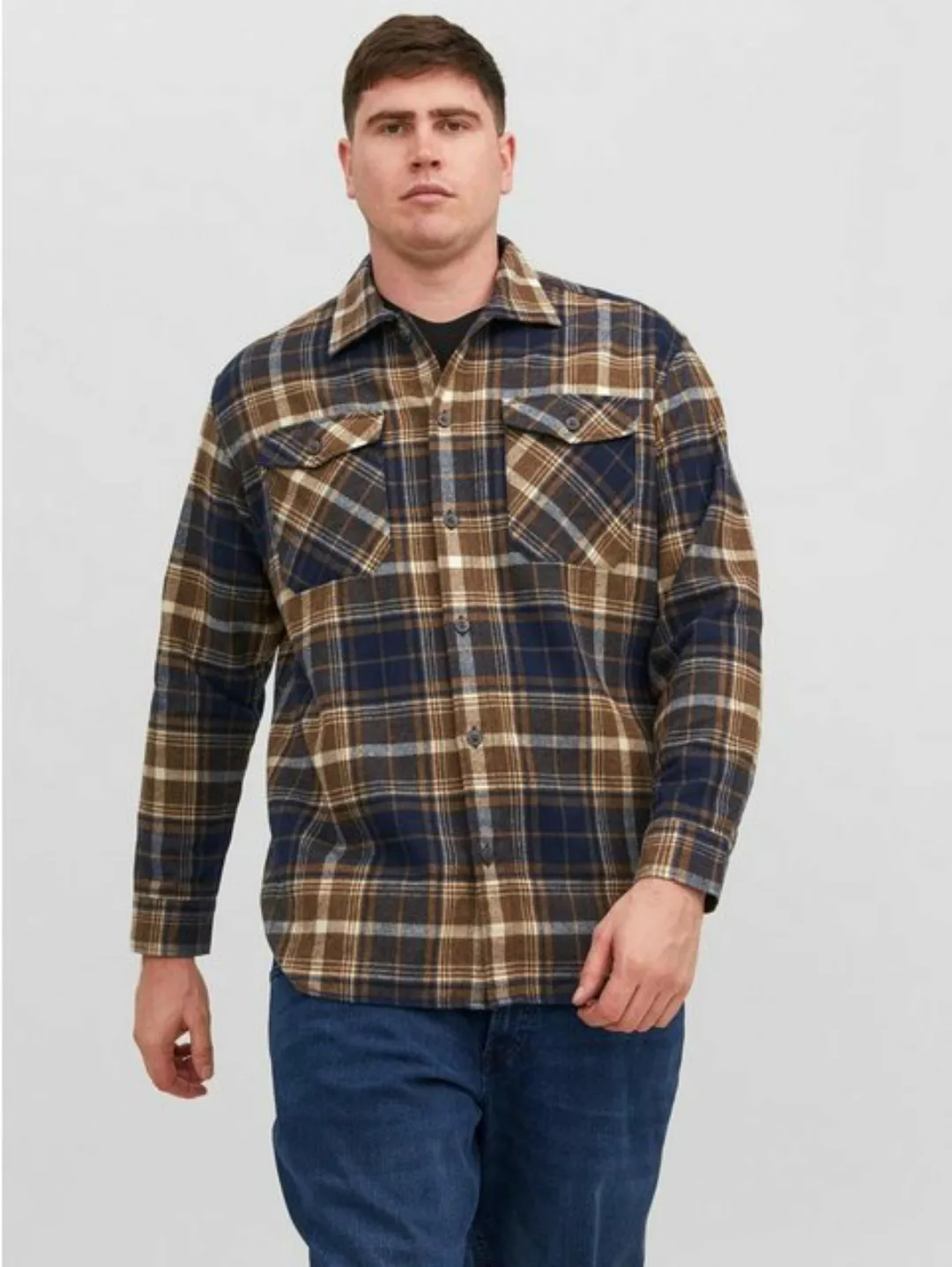 Jack & Jones Langarmhemd Kariertes Holzfäller Hemd JJEEDDIE JJEEDDIE OVERSH günstig online kaufen