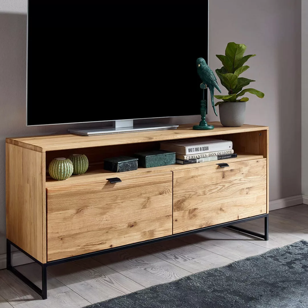 TV Lowboard 120 cm in Wildeiche massiv geölt WELLINGTON-69, B/H/T ca. 120/5 günstig online kaufen