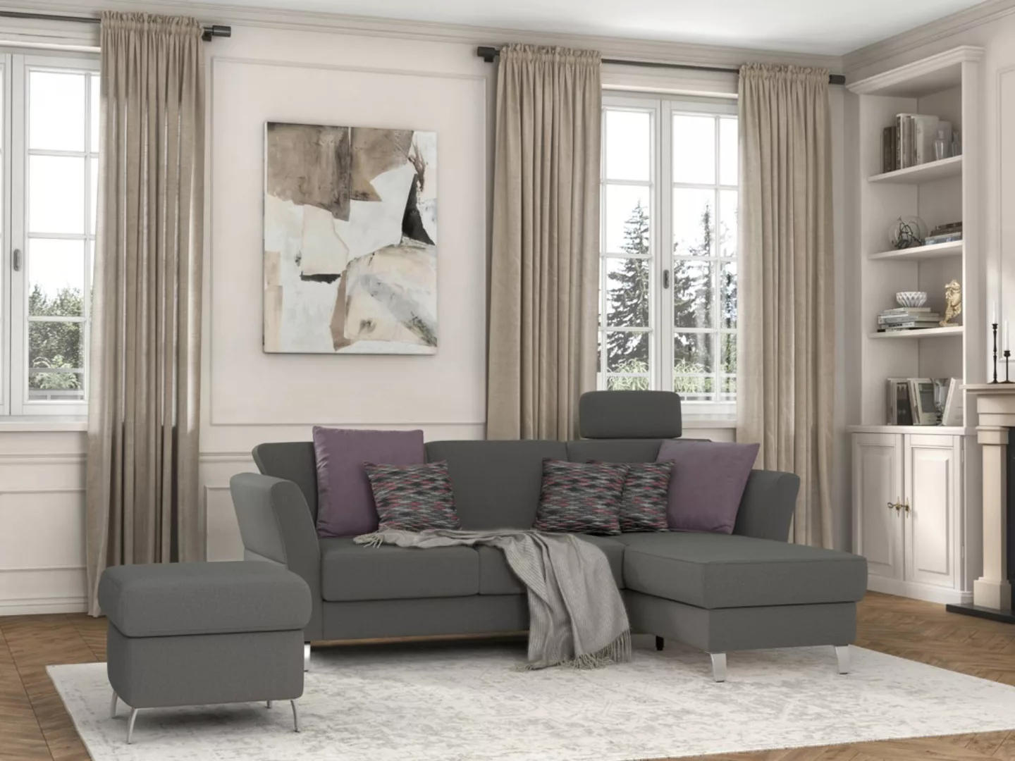 sit&more Ecksofa »Visby L-Form«, wahlweise mit Bettfunktion und Bettkasten, günstig online kaufen