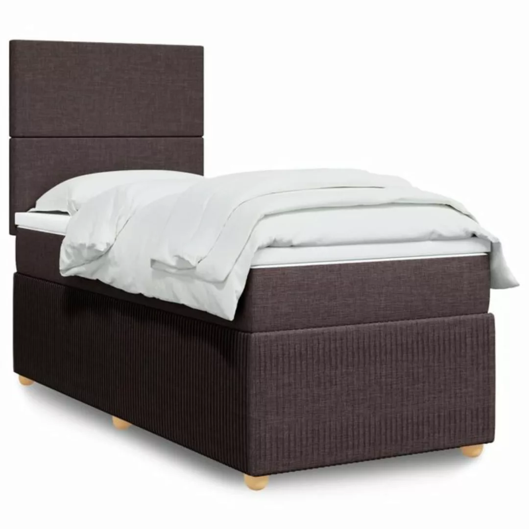 vidaXL Boxspringbett, Boxspringbett mit Matratze Dunkelbraun 90x190 cm Stof günstig online kaufen