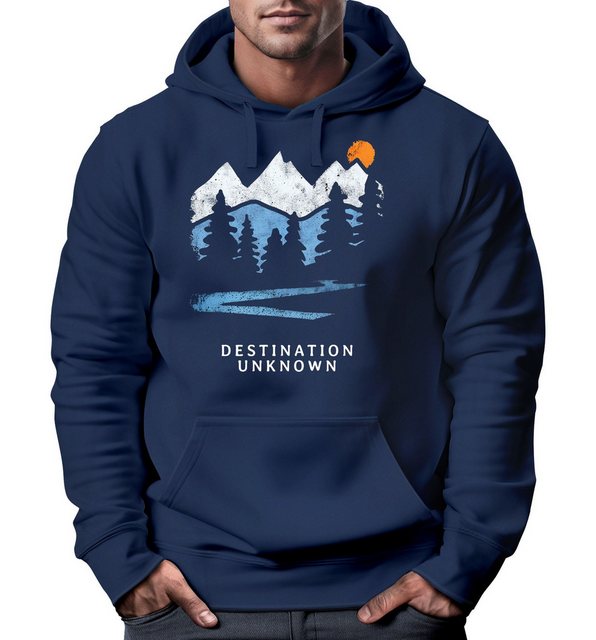 Neverless Hoodie Hoodie Herren Berge Wandern Adventure Outdoor Minimalistis günstig online kaufen