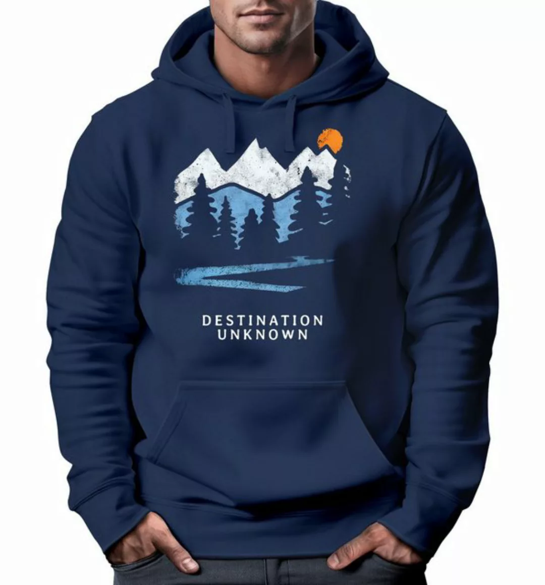 Neverless Hoodie Hoodie Herren Berge Wandern Adventure Outdoor Minimalistis günstig online kaufen