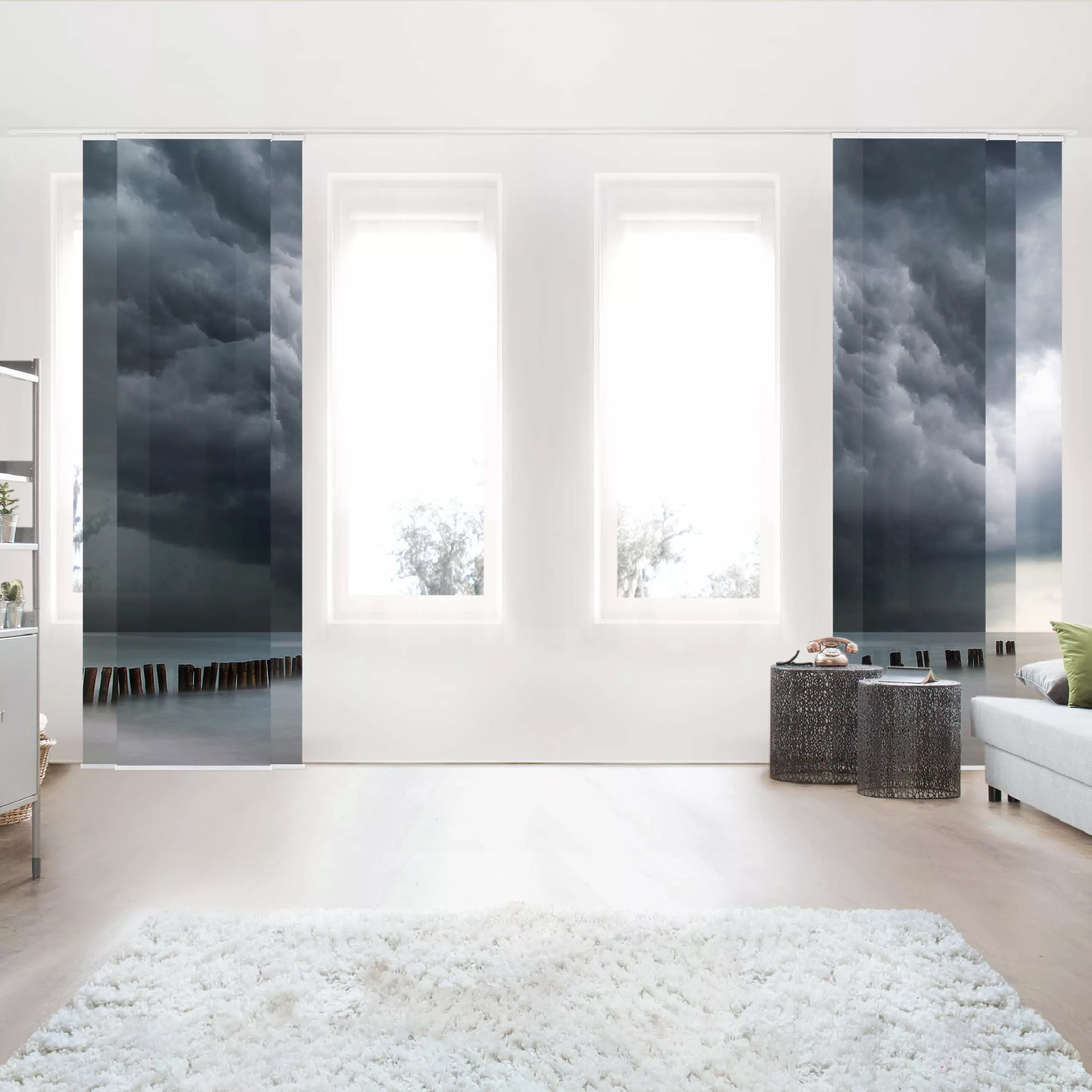 Schiebegardinen Set Natur & Landschaft Sturmwolken über der Ostsee günstig online kaufen
