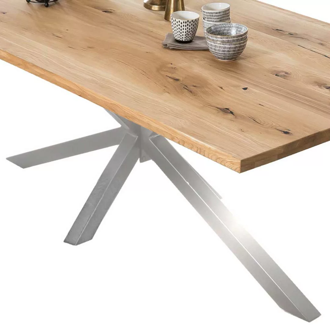 Esszimmertisch aus Wildeiche Massivholz und Eisen Loft Design günstig online kaufen
