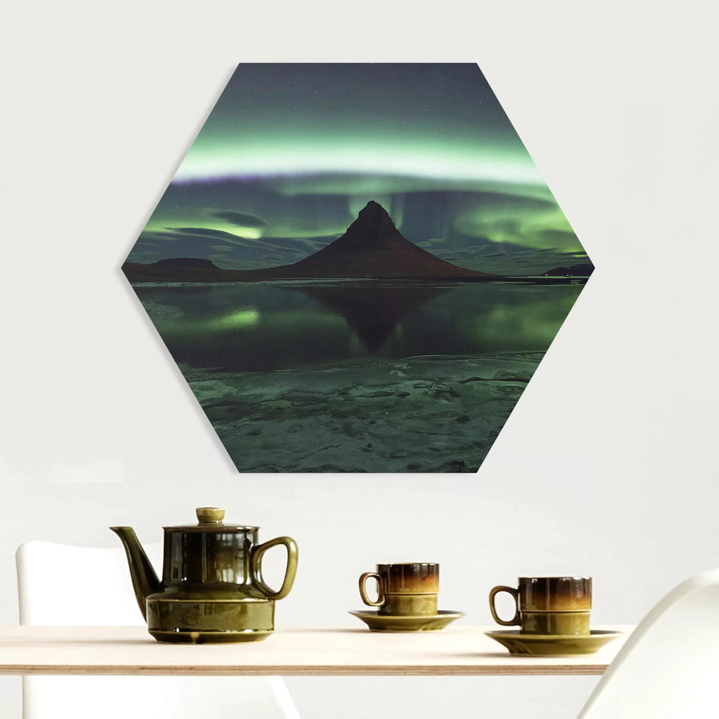 Hexagon-Forexbild Polarlicht in Island günstig online kaufen