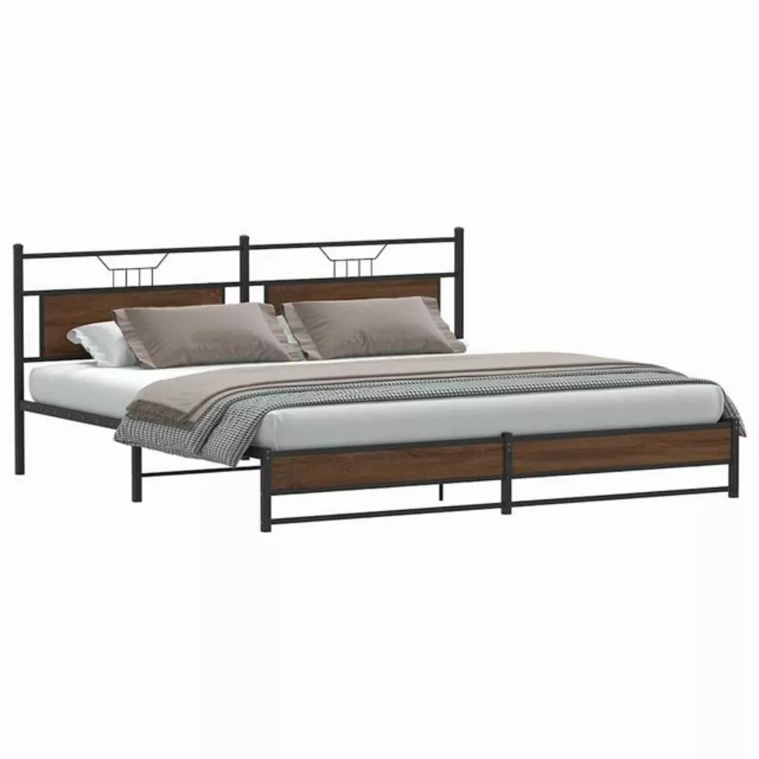 vidaXL Bett Metallbett ohne Matratze Braun Eichen-Optik 200x200 cm günstig online kaufen