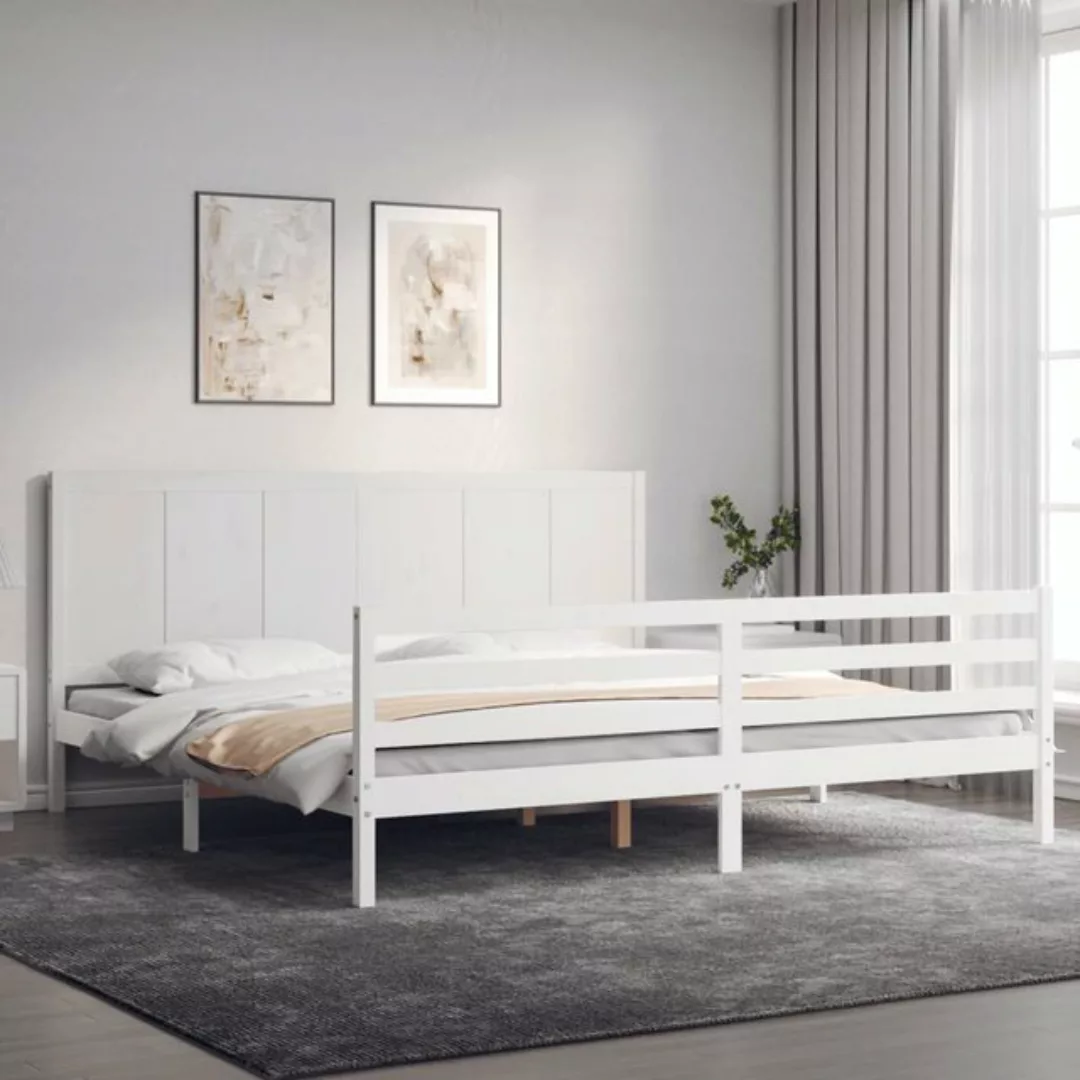 vidaXL Bett Massivholzbett mit Kopfteil Weiß günstig online kaufen