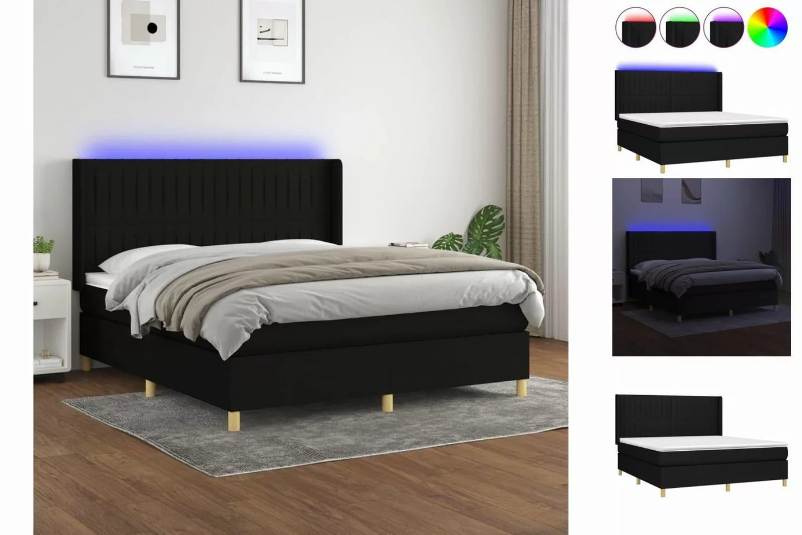 vidaXL Boxspringbett Bett Boxspringbett mit Matratze und LED Stoff (160 x 2 günstig online kaufen