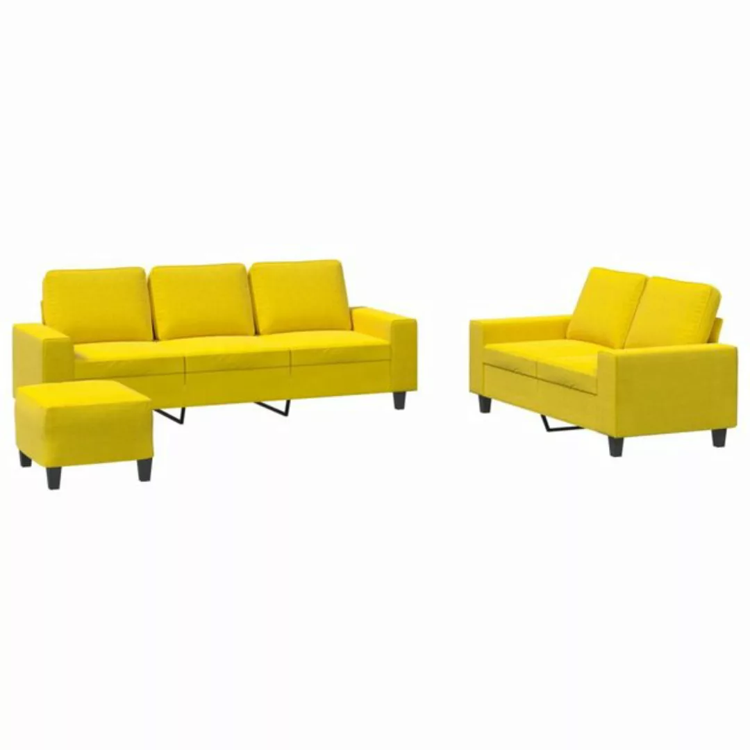 vidaXL Sofa Sofagarnitur Set mit Kissen Stoff, 3-tlg., Gelb günstig online kaufen