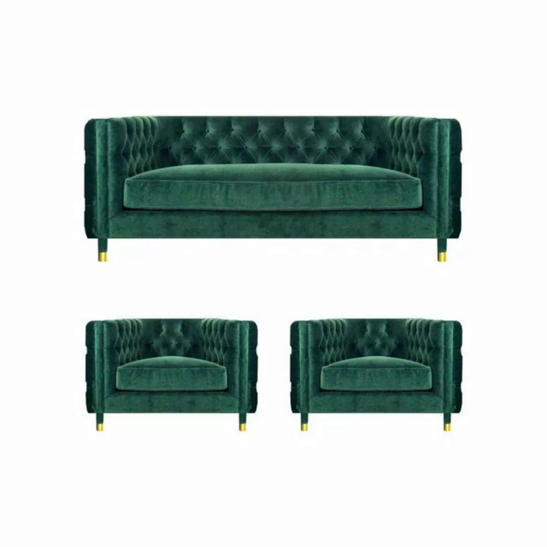 JVmoebel Chesterfield-Sofa Modern Design Möbel Sofagarnitur Set 3tlg Textil günstig online kaufen