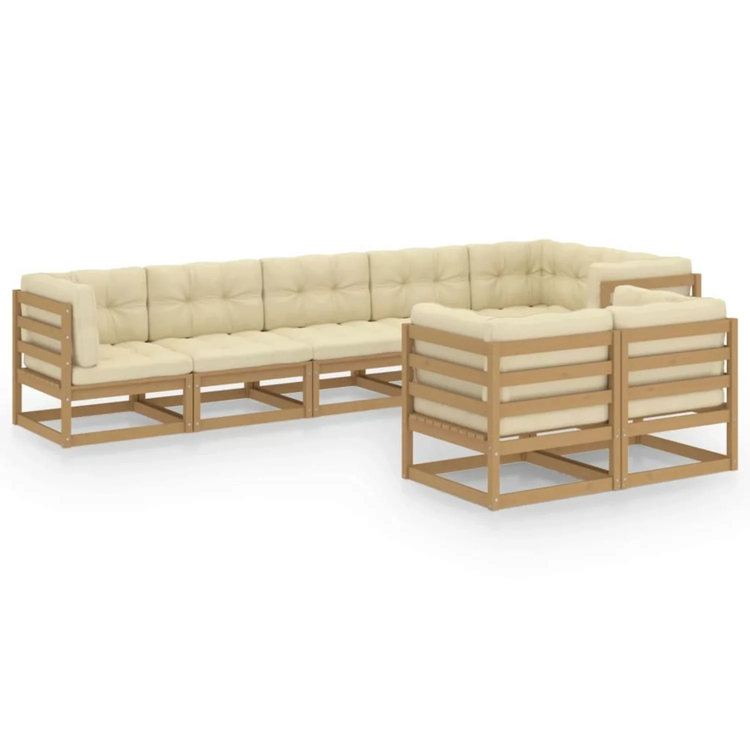 8-tlg. Garten-lounge-set Mit Kissen Kiefer Massivholz günstig online kaufen