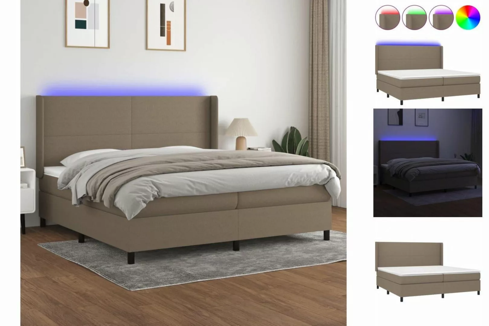 vidaXL Boxspringbett Boxspringbett mit Matratze und LED Stoff (200 x 200 cm günstig online kaufen