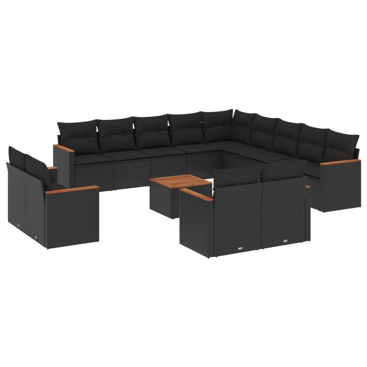 vidaXL 14-tlg Garten-Sofagarnitur mit Kissen Schwarz Poly Rattan Modell 21 günstig online kaufen