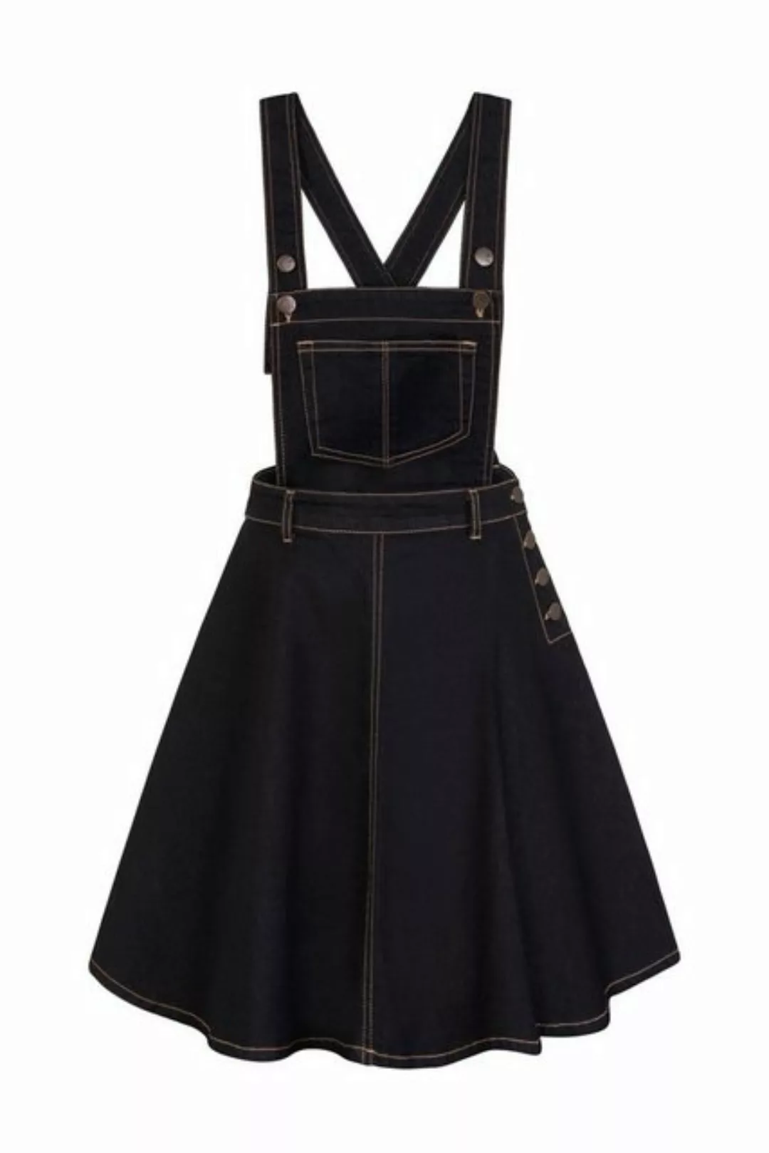 Hell Bunny A-Linien-Kleid Dakota Pinafore Dress Navy Retro Vintage Latzklei günstig online kaufen