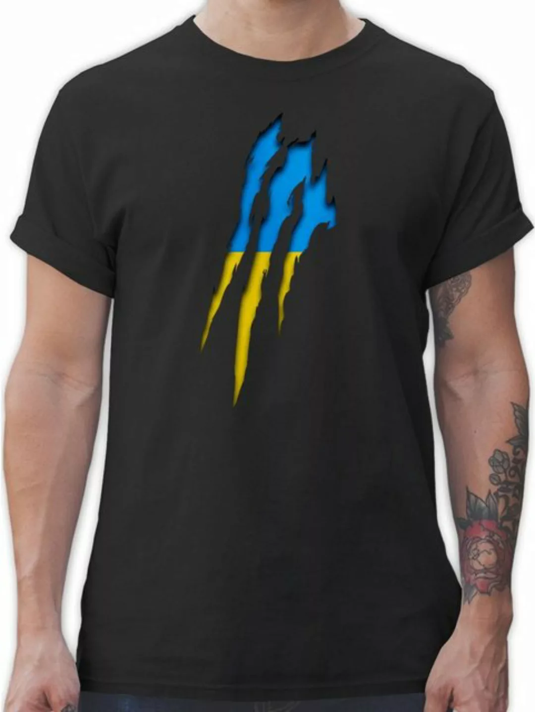 Shirtracer T-Shirt Ukraine Krallenspuren Länder Wappen günstig online kaufen