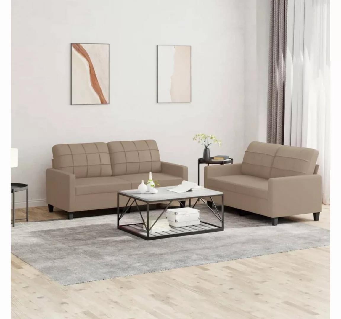 vidaXL Sofa Sofagarnitur mit Kissen Kunstleder, Standard, Braun günstig online kaufen