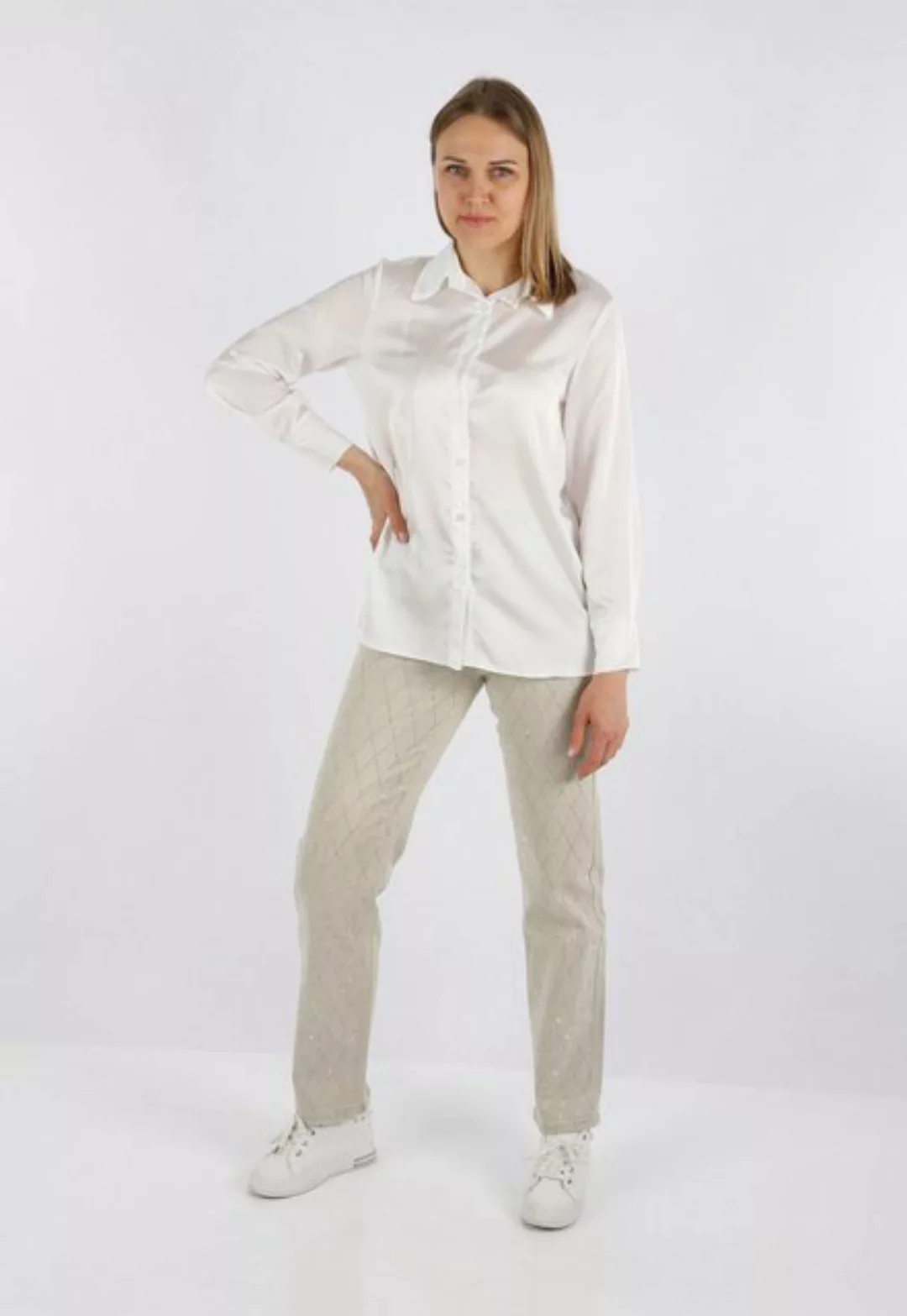 HELLO MISS Satinbluse Satinhemd mit Knopf & Kragen, Basic Hemd, Satin Shirt günstig online kaufen
