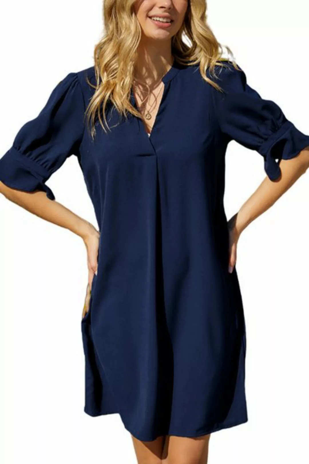 JDMGZSR Sommerkleid Einfarbiges, elegantes Partykleid für Damen mit V-Aussc günstig online kaufen