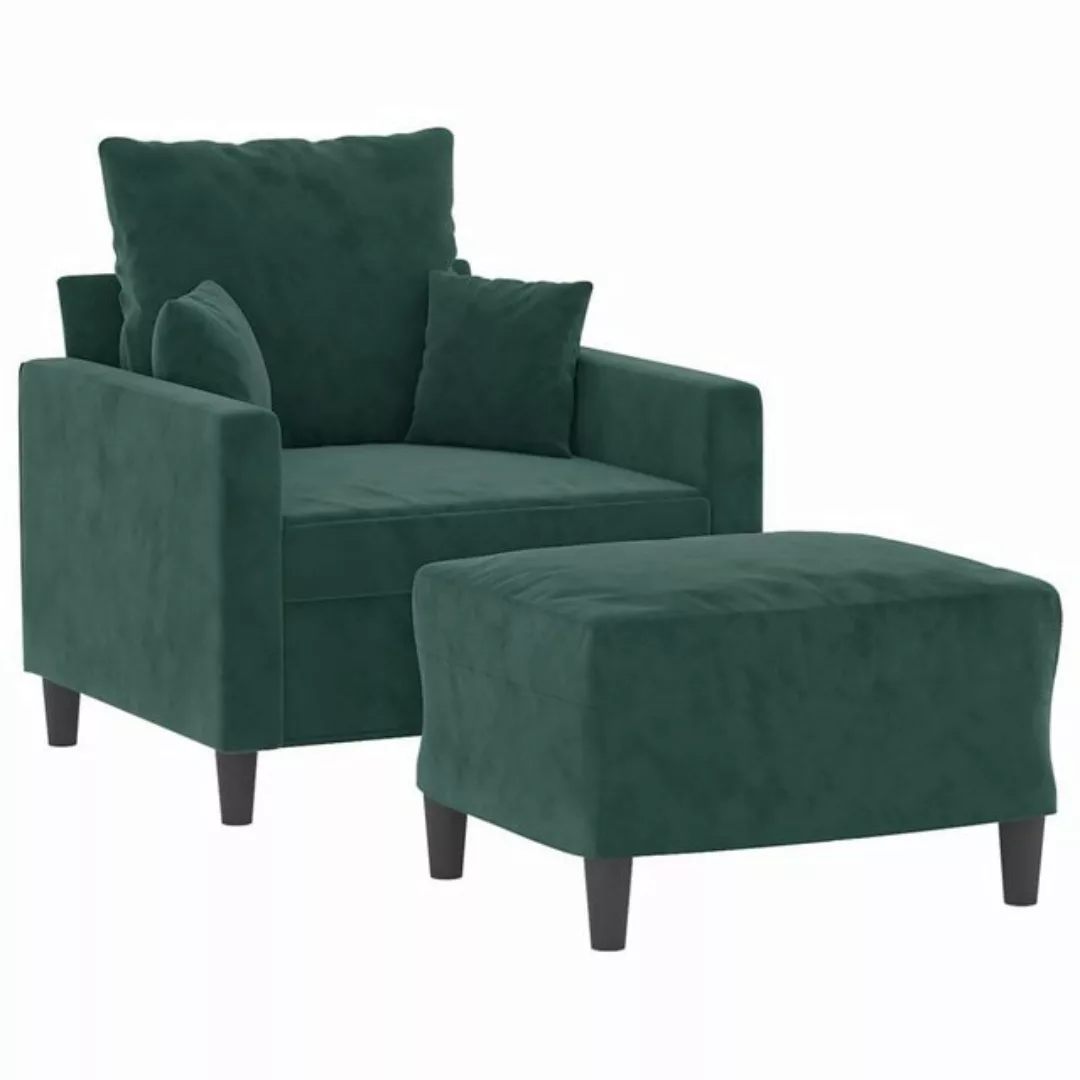 vidaXL Sofa Sessel mit Hocker Dunkelgrün 60 cm Samt günstig online kaufen