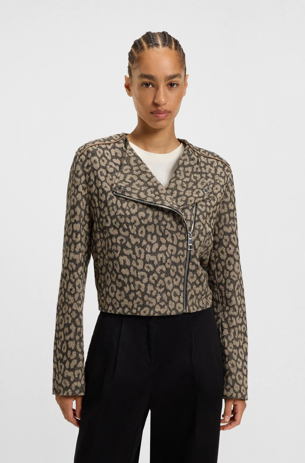 BOSS ORANGE Bikerjacke "Jaleo Premium Damenmode", in Cropped-Länge, Leo-Jac günstig online kaufen