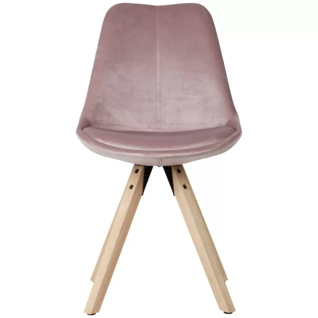 Esstisch Stühle in Rosa Samt Massivholzgestell (2er Set) günstig online kaufen