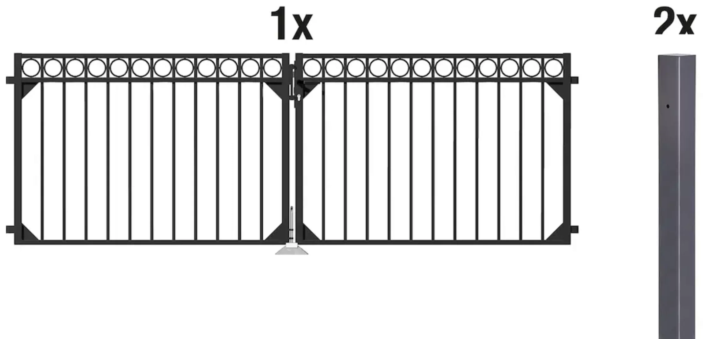 Metallzaun Doppeltor-Set Circle Anthrazit z. Einbetonieren 100 cm x 301 cm günstig online kaufen