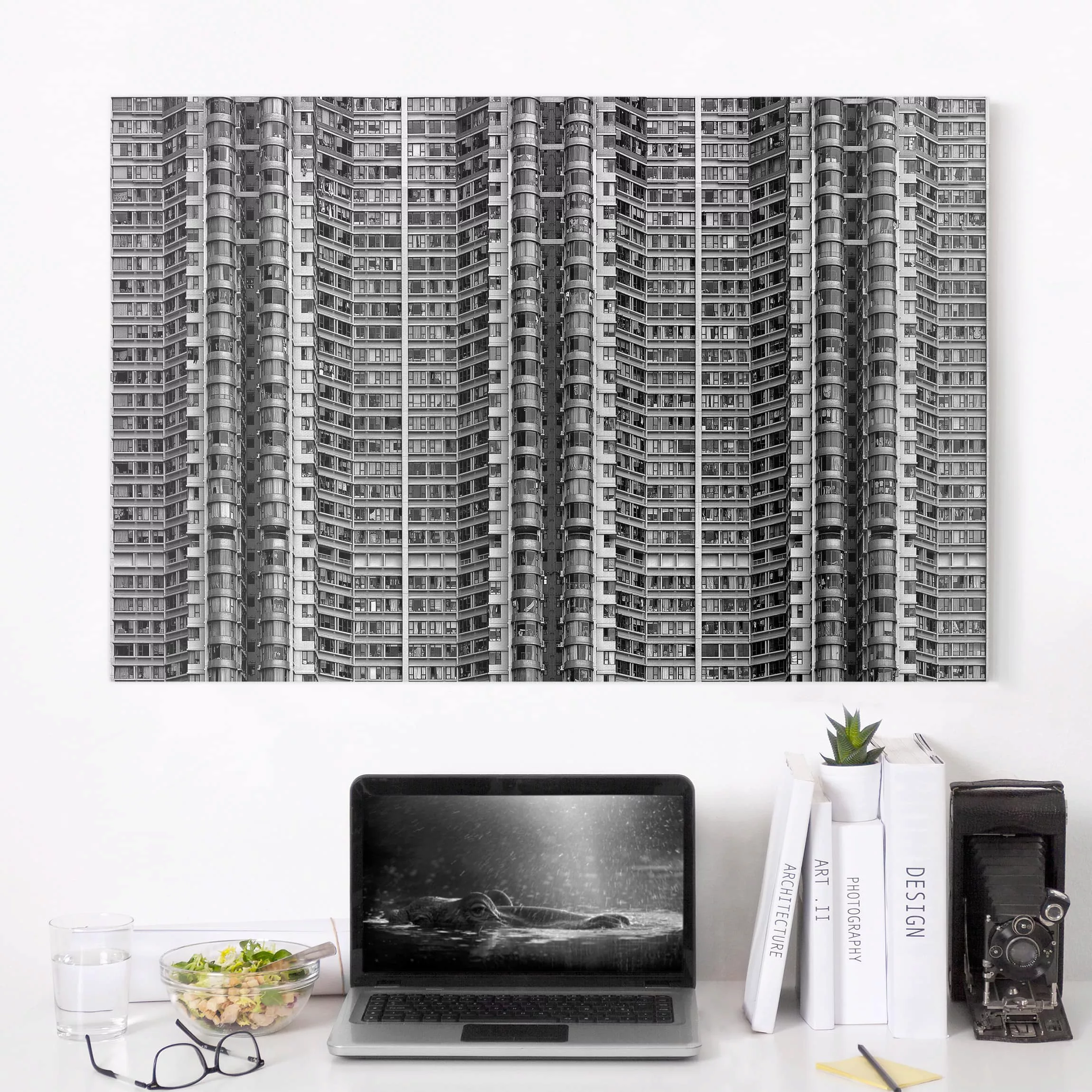 Leinwandbild Schwarz-Weiß - Querformat Skyscraper günstig online kaufen