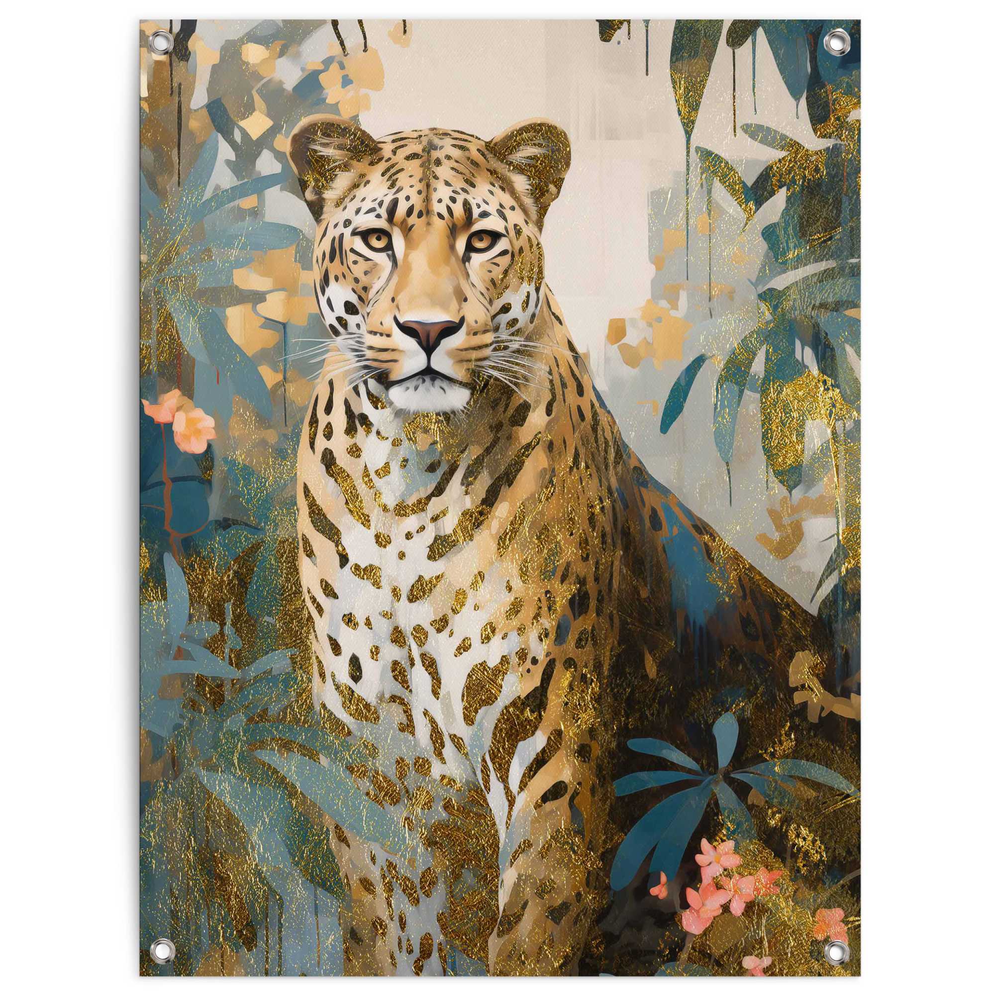 Reinders Poster "Gold Cat", Garten - Dschungel - Blumen - Grün - Leinwand - günstig online kaufen