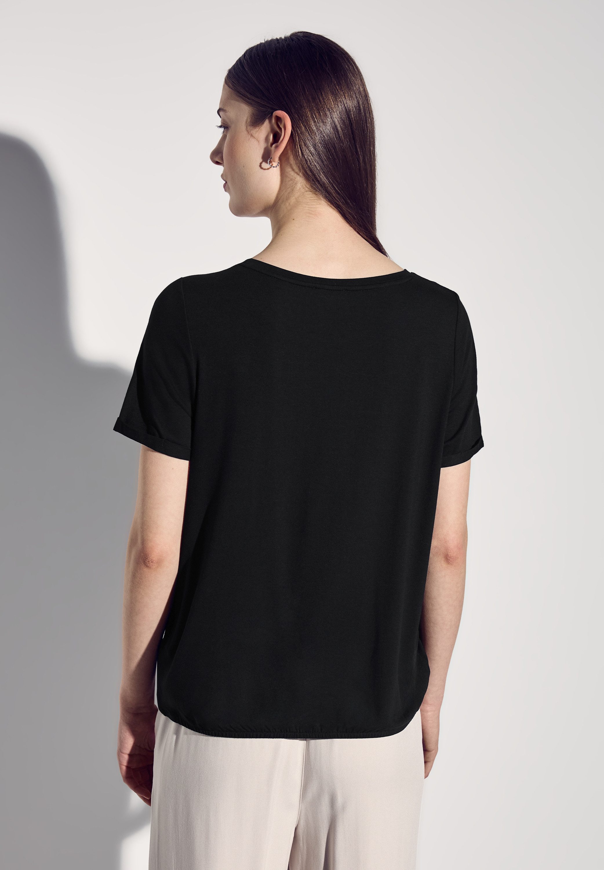 STREET ONE Rundhalsshirt, mit Elastiksaum günstig online kaufen