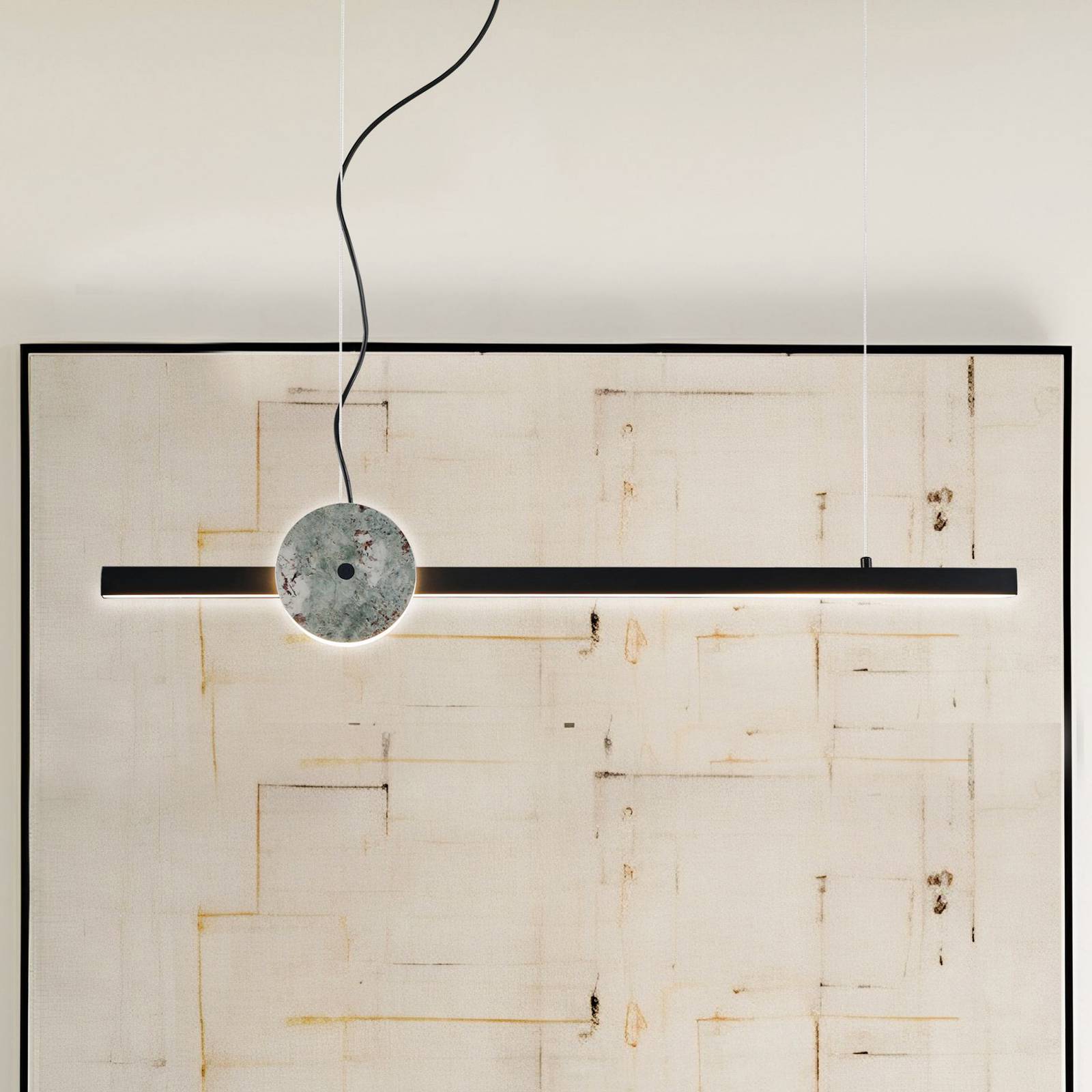 LED-Hängelampe Anais, schwarz/grün, Länge 100 cm, Kunststein günstig online kaufen