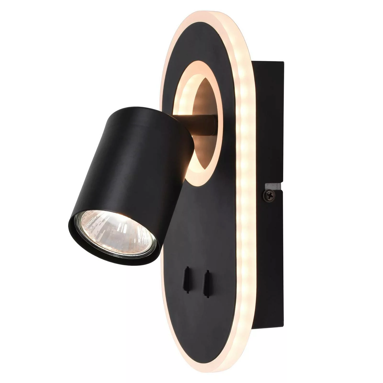 LED Wandleuchte Kimon in Schwarz 2x 5W 1200lm mit Lesearm günstig online kaufen