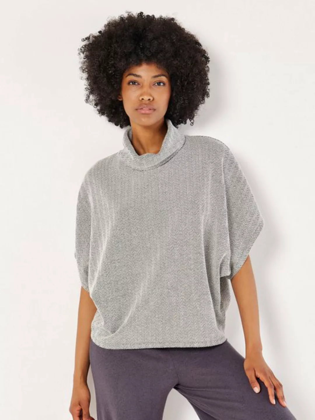 Apricot Kurzarmpullover Chevrondesign, mit Fledermausärmeln günstig online kaufen