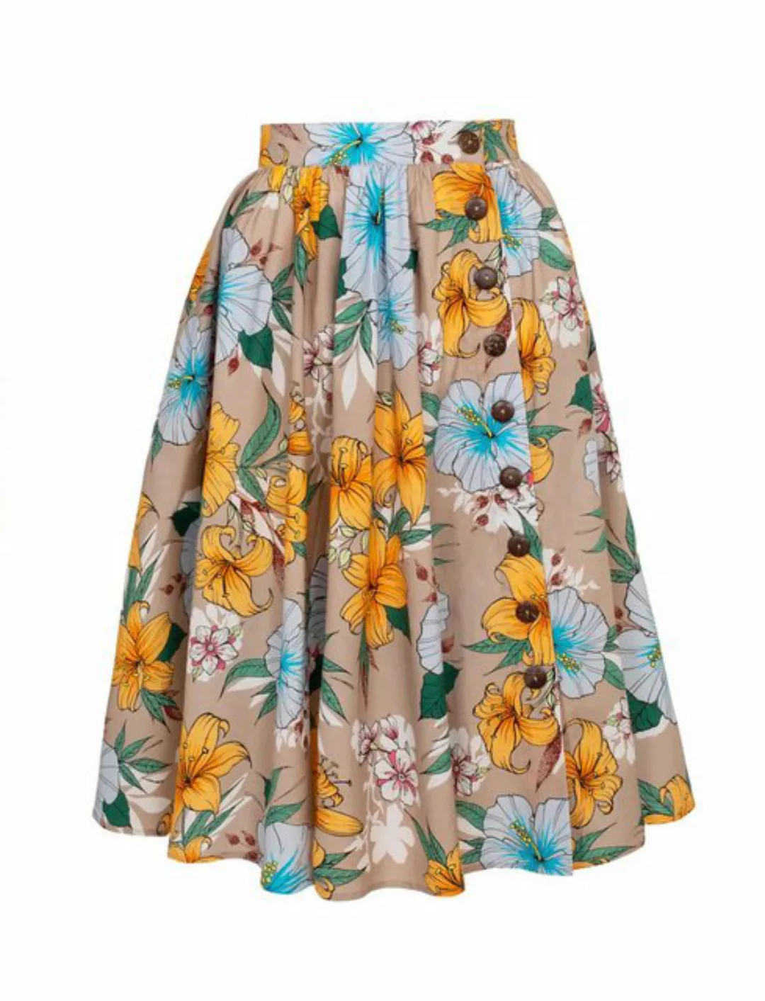 Hell Bunny A-Linien-Rock Pattaya 50's Swing Skirt Vintage Blumenmuster Retr günstig online kaufen