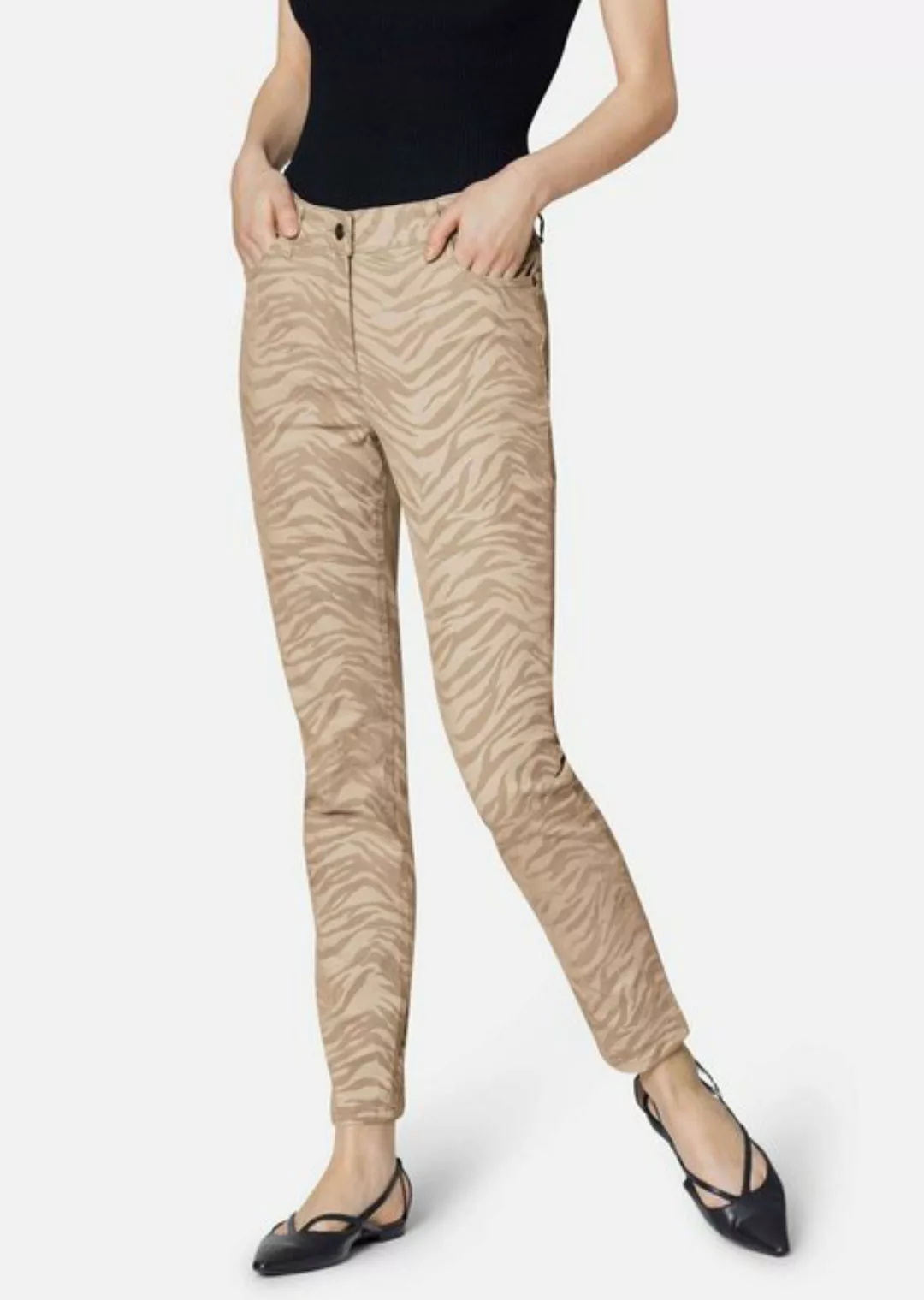 MADELEINE Gerade Jeans Schmale 5-Pocket-Jeans mit trendigem Zebra-Print günstig online kaufen