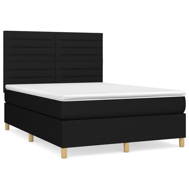 vidaXL Bettgestell Boxspringbett mit Matratze Schwarz 140x200 cm Stoff Bett günstig online kaufen