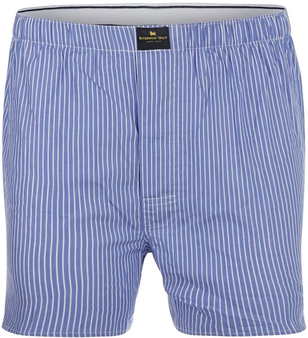 Steppin' Out Boxershort Poplin Streifen Blau - Größe M günstig online kaufen