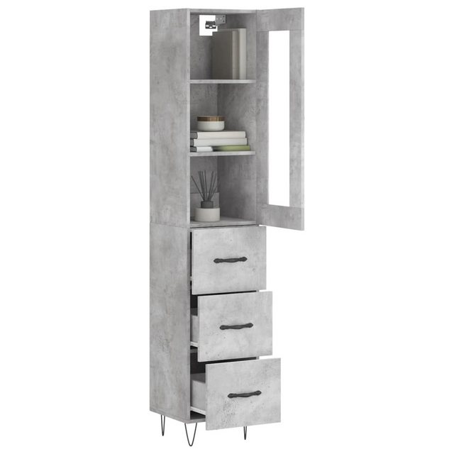 vidaXL Vitrine Vitrine Highboard Betongrau 34,5x34x180 cm Spanplatte Glas m günstig online kaufen