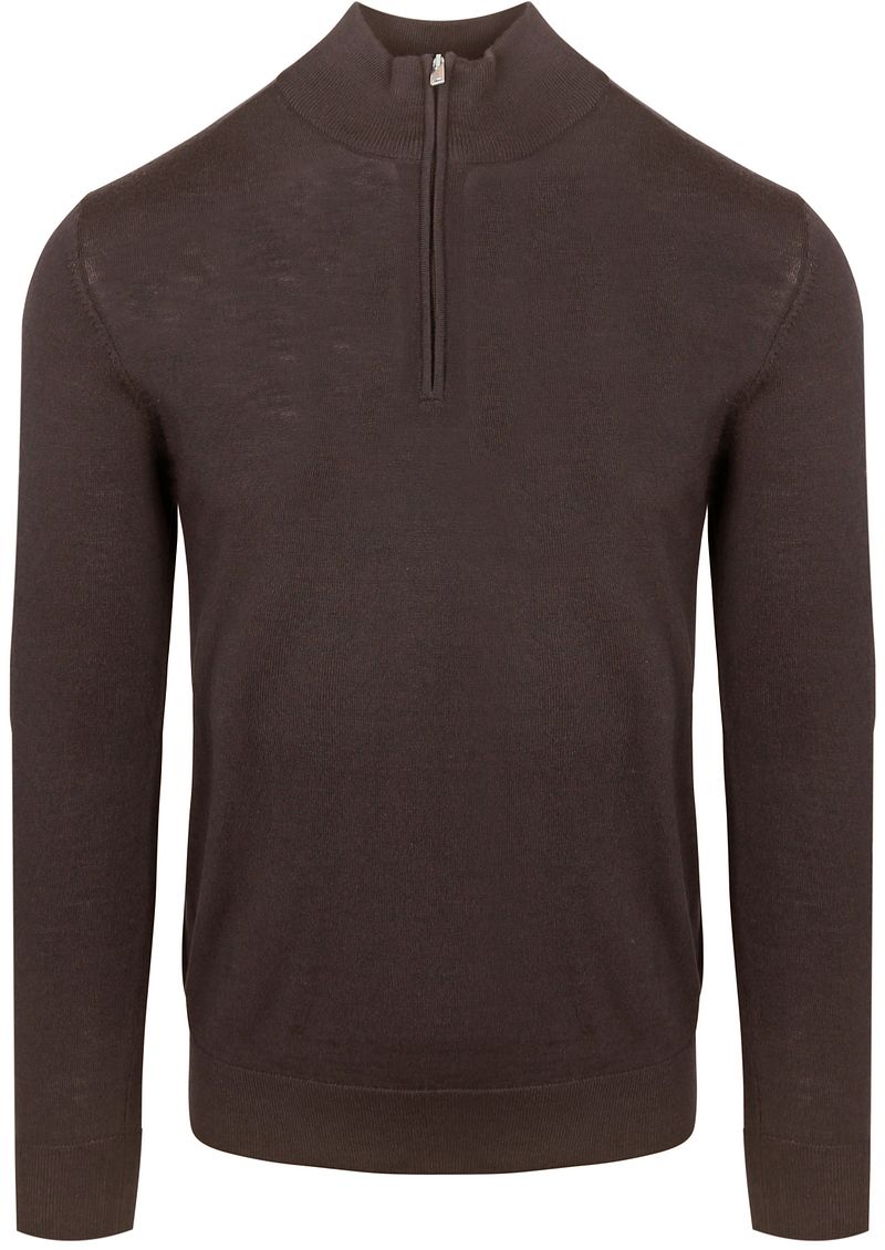 Profuomo Half Zip Pullover Merinowolle Braun - Größe M günstig online kaufen