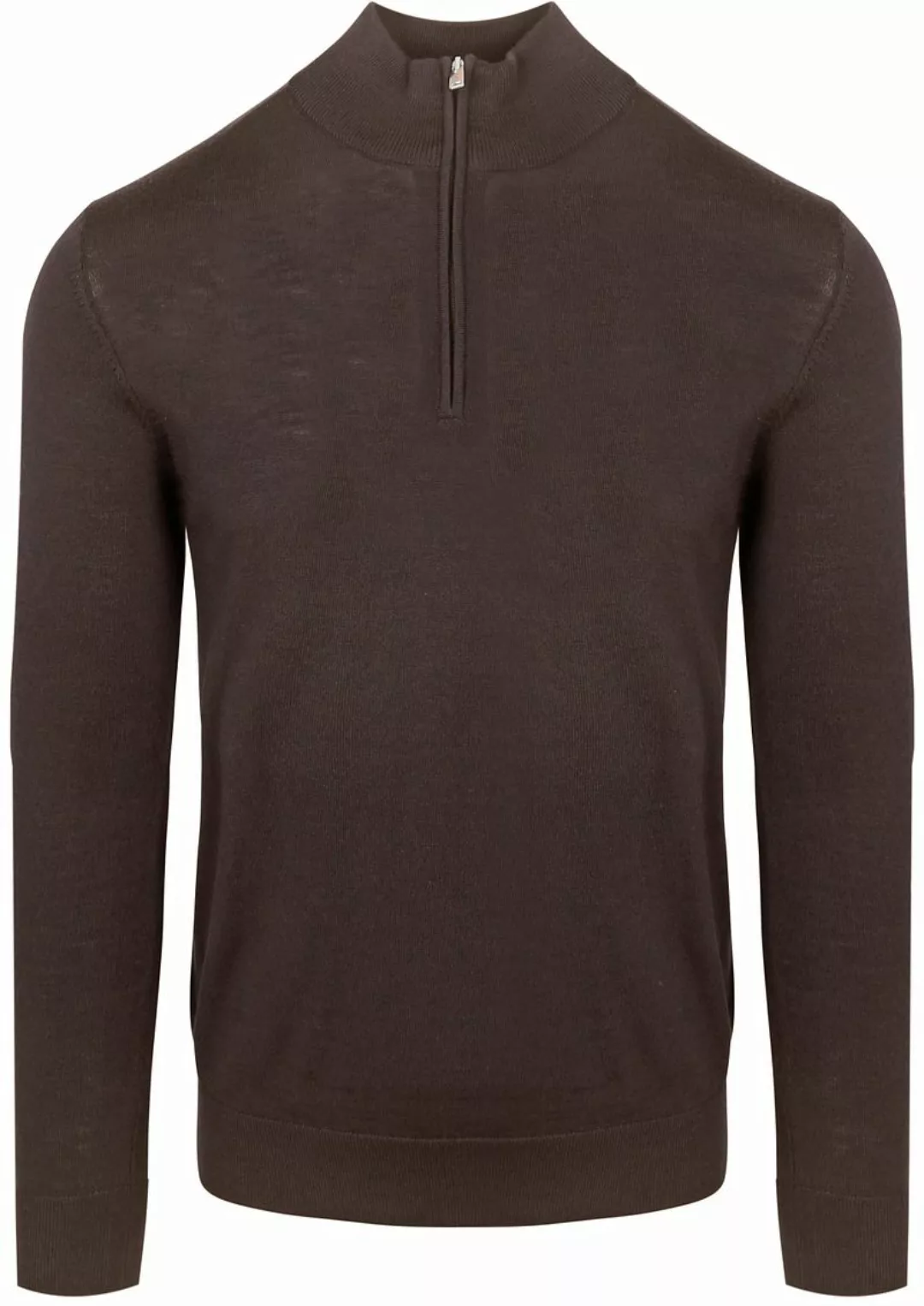 Profuomo Half Zip Pullover Merinowolle Braun - Größe L günstig online kaufen