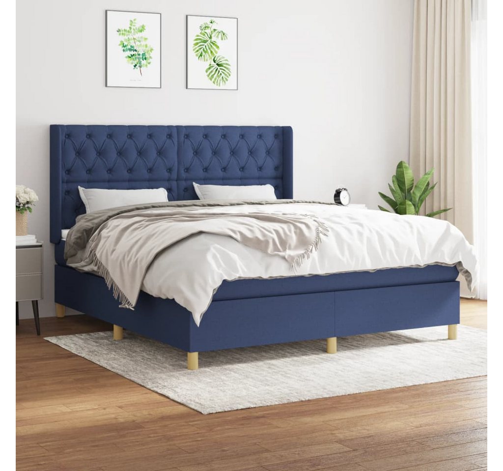 vidaXL Boxspringbett Boxspringbett mit Matratze Blau 160x200 cm Stoff Bett günstig online kaufen