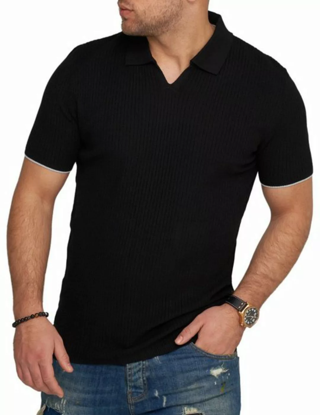 CARISMA Poloshirt CRMANAUS Rippstrick Kurzarm Polo T-Shirt günstig online kaufen