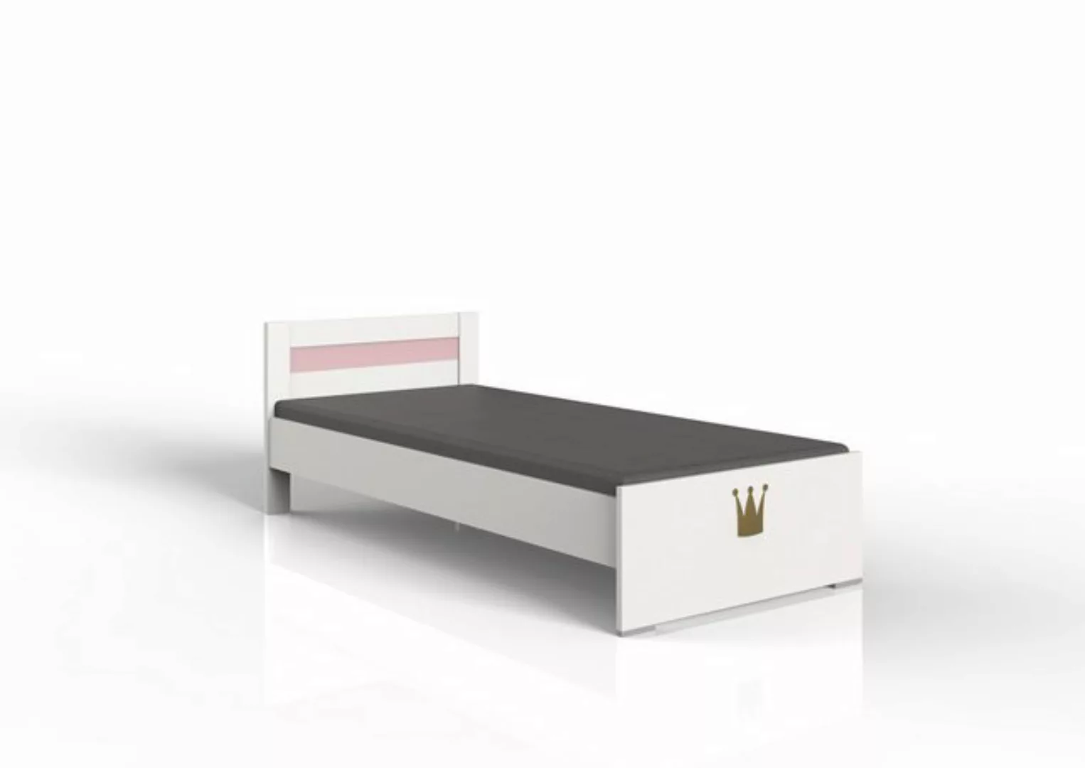 Wimex Bett in WEISS + ABSETZUNGEN ROSE (BxHxT: 96x72x204 cm) günstig online kaufen