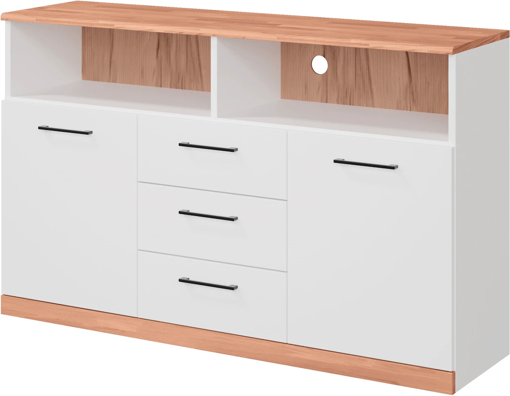 Home affaire Sideboard "Ribe,130cm breit,80cm hoch, 6 Fächer", Oberplatte K günstig online kaufen